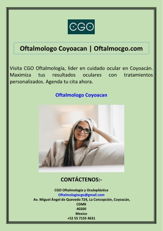 Oftalmologo Coyoacan Oftalmocgo.com
