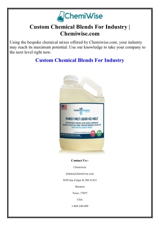 Custom Chemical Blends For Industry | Chemiwise.com