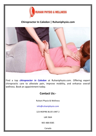 Chiropractor In Caledon  Ruhaniphysio.com