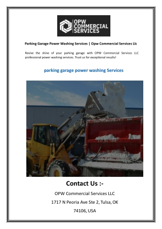 Parking Garage Power Washing Services  Opw Commercial Services Llc