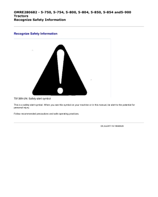 John Deere 5-750, 5-754, 5-800, 5-804, 5-850, 5-854 and 5-900 Tractors Operator’s Manual Instant Download (Publication N