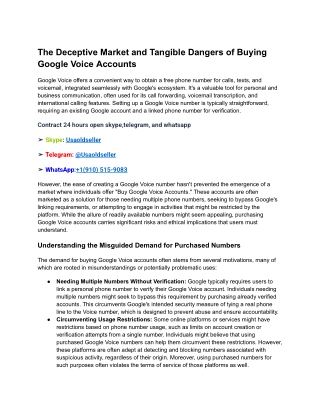 The Deceptive Market and Tangible Dangers of Buying Google Voice Accounts