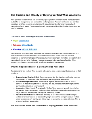 The Illusion and Reality of Buying Verified Wise Accounts