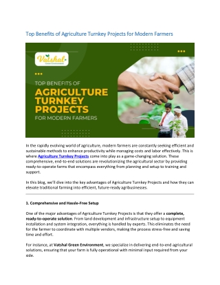 Top Benefits of Agriculture Turnkey Projects for Modern Farmers
