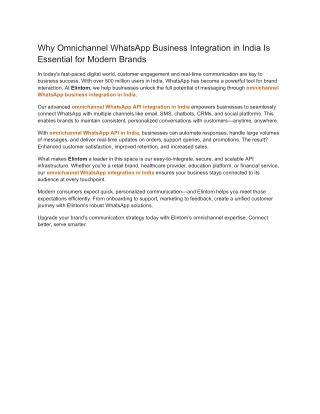 Why Omnichannel WhatsApp Business Integration in India Is Essential for Modern Brands