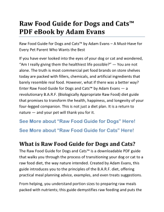 Raw Food Guide for Dogs and Cats™ PDF eBook by Adam Evans