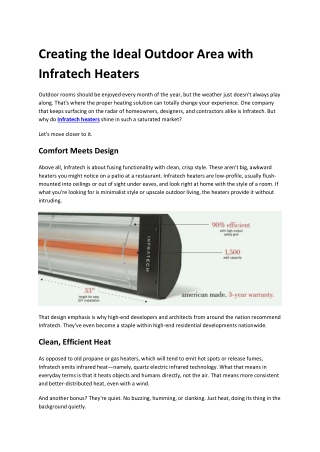 Creating the Ideal Outdoor Area with Infratech Heaters