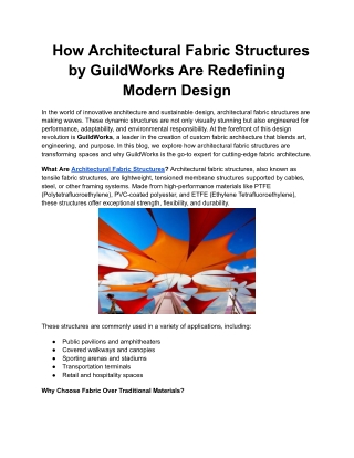 How Architectural Fabric Structures by GuildWorks Are Redefining Modern Design