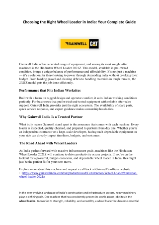 Choosing the Right Wheel Loader in India