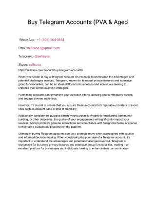 Buy Telegram Accounts (PVA & Aged