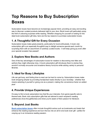 Top Reasons to Buy Subscription Boxes