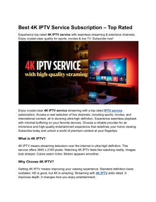 Best 4K IPTV Service Subscription – Top Rated