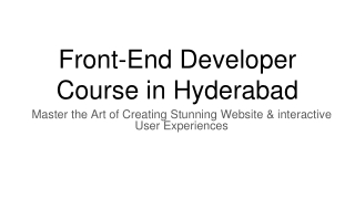Front end developer Course in Hyderabad