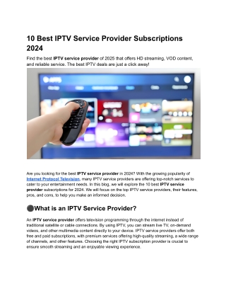 10 Best IPTV Service Provider Subscriptions 2024
