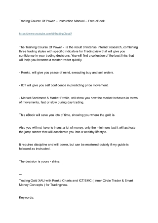 Trading Course Of Power – Instruction Manual – Free eBook: