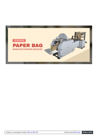 Innovative Paper Bag Manufacturing Machine