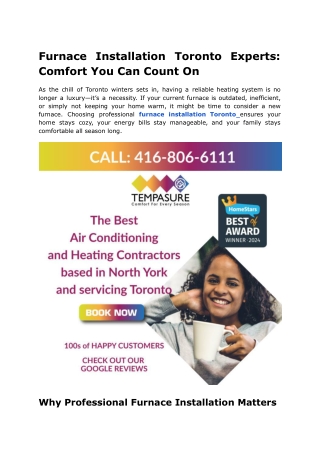 furnace installation Toronto