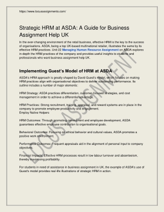 Strategic HRM at ASDA_ A Guide for Business Assignment Help UK