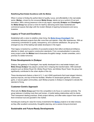 Redefining Real Estate Excellence with the Motiaz