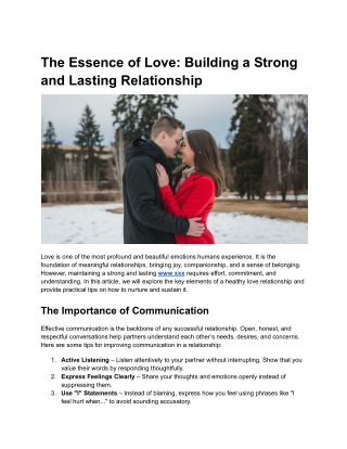 The Essence of Love_ Building a Strong and Lasting Relationship