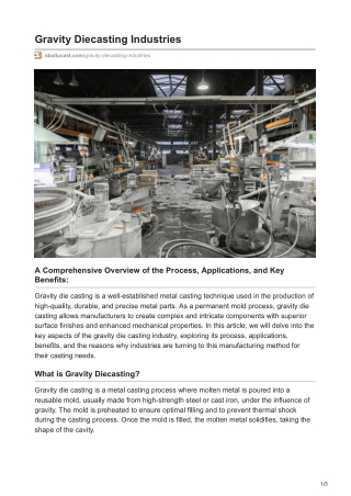 Gravity Die Casting Manufacturing Industry in Ahmedabad