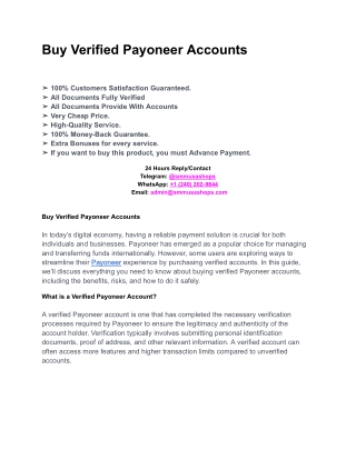 Buy Verified Payoneer Accounts