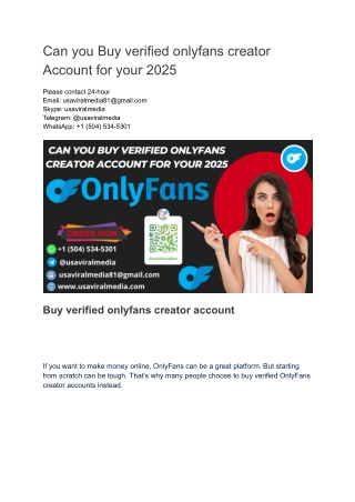 Top 45 Site To Buy Verified Onlyfans Creator Account In