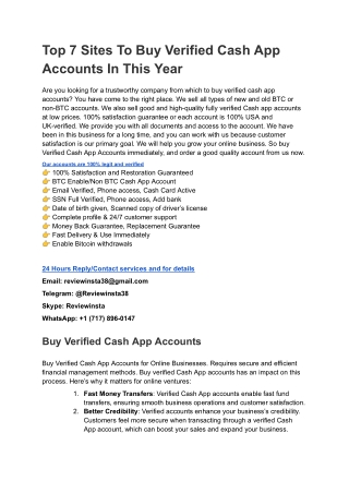 Worldwide Best Sites to Buy Verified Cash App Accounts ...