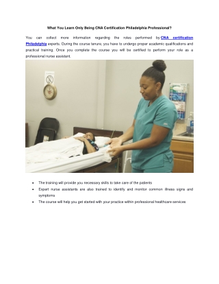What You Learn Only Being CNA Certification Philadelphia Professional