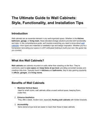 The Ultimate Guide to Wall Cabinets_ Style, Functionality, and Installation Tips