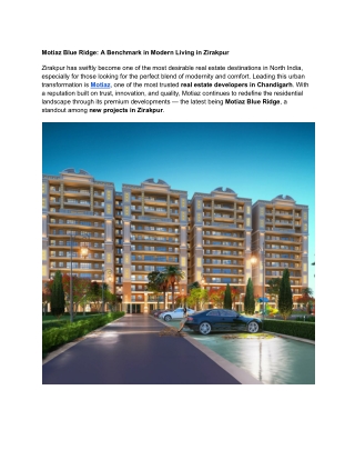 Motiaz Blue Ridge_ A Benchmark in Modern Living in Zirakpur