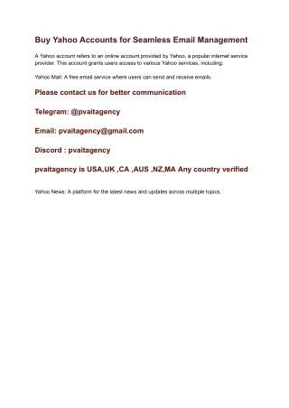 Buy Yahoo Accounts for Seamless Email Management
