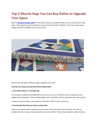 Top 5 Dhurrie Rugs You Can Buy Online to Upgrade Your Space