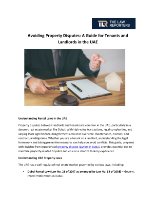 Avoiding Property Disputes A Guide for Tenants and Landlords in the UAE