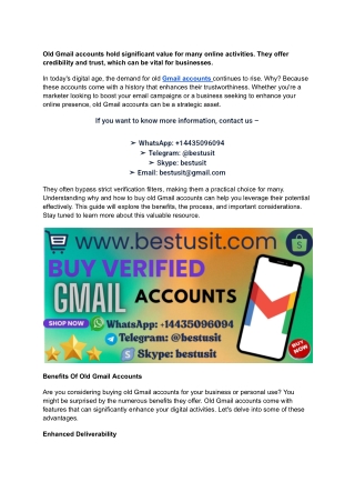 Discover Top 6 Buy Old Gmail Accounts in Bulk (PVA, Old)