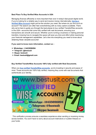 Buy Verified TransferWise Accounts