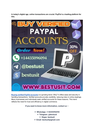 Buy Verified PayPal Accounts for Sale – Quick and Secure Purchase