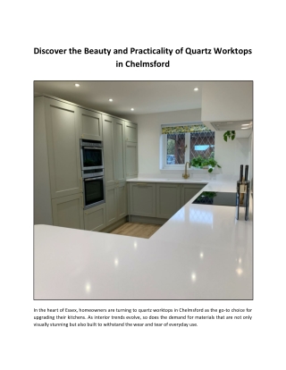 Discover the Beauty and Practicality of Quartz Worktops in Chelmsford