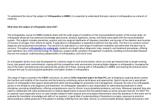 Understanding the Role of Orthopaedics in MBBS