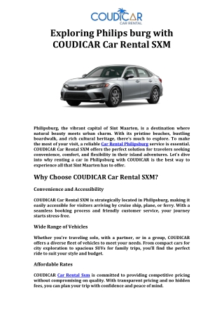 Exploring Philips burg with COUDICAR Car Rental SXM