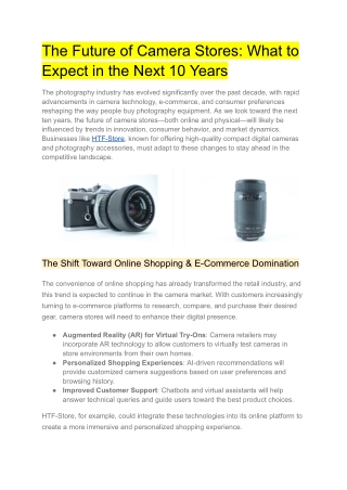 The Future of Camera Stores : What to Expect in the Next 10 Years
