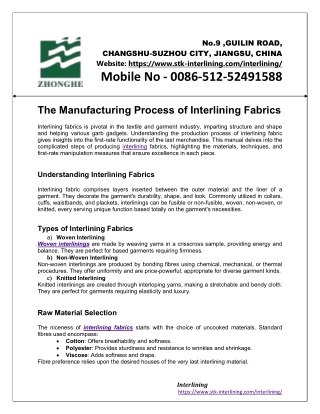 The Manufacturing Process of Interlining Fabrics