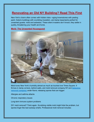 Renovating an Old NY Building Read This First