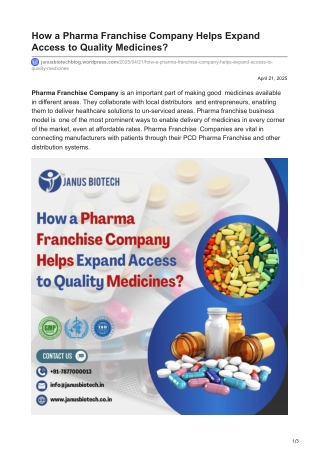 How a Pharma Franchise Company Helps Expand Access to Quality Medicines?