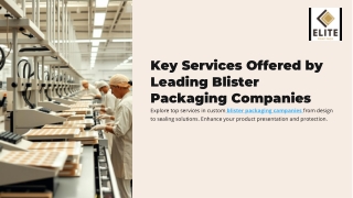 Key Services Offered by Leading Blister Packaging Companies