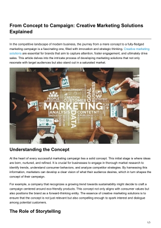 From Concept to Campaign Creative Marketing Solutions Explained