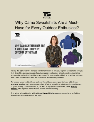 Why Camo Sweatshirts Are a Must-Have for Every Outdoor Enthusiast