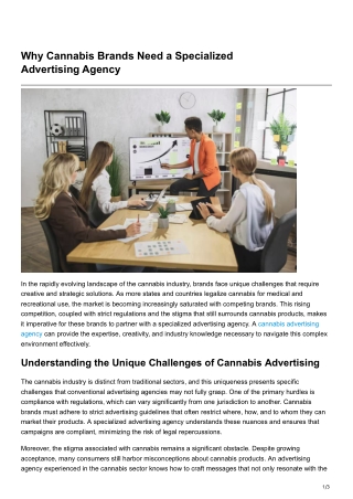 Why Cannabis Brands Need a Specialized AdvertisingAgency