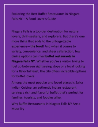 Exploring the Best Buffet Restaurants in Niagara Falls NY
