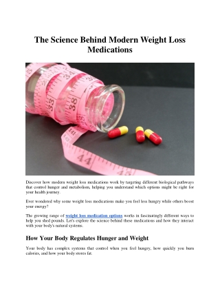 The Science Behind Modern Weight Loss Medications